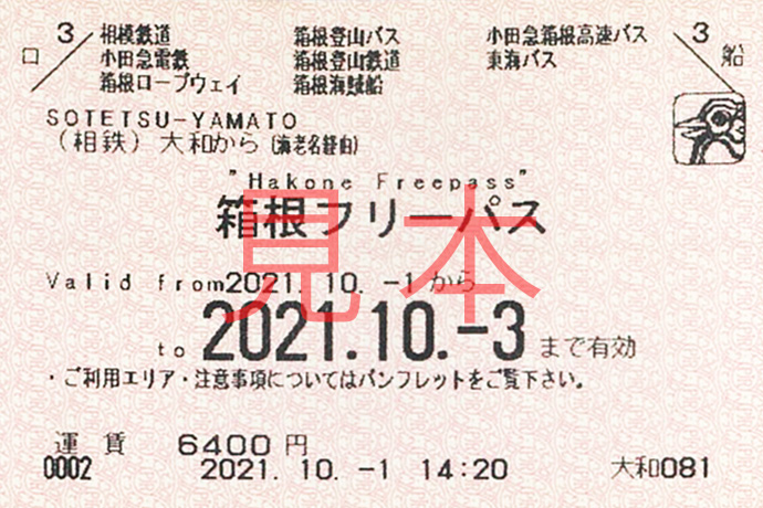 箱根フリーパス3日用見本