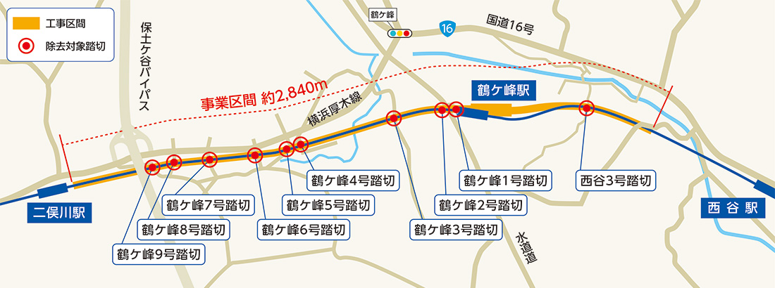 西谷駅~二俣川駅間の事業区間